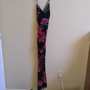 Long floral black and red dress